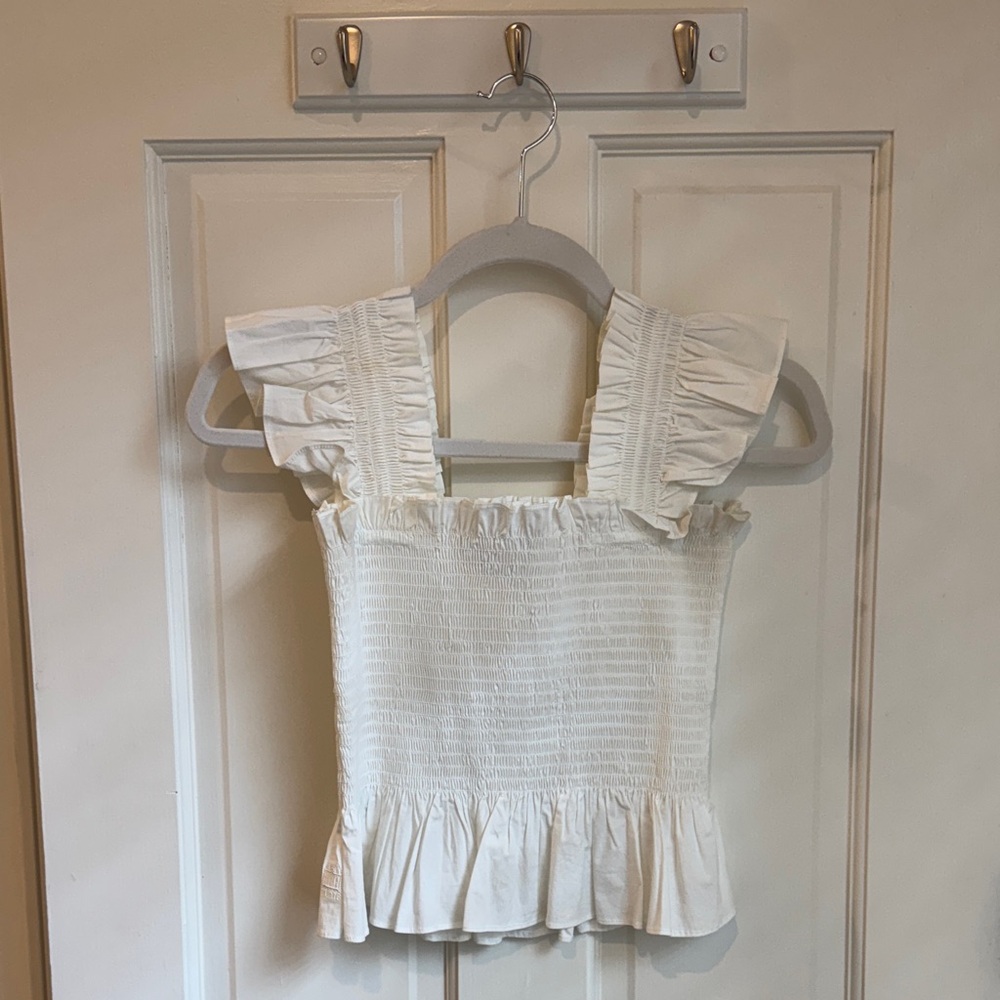 Hill House White Ruffled Blouse